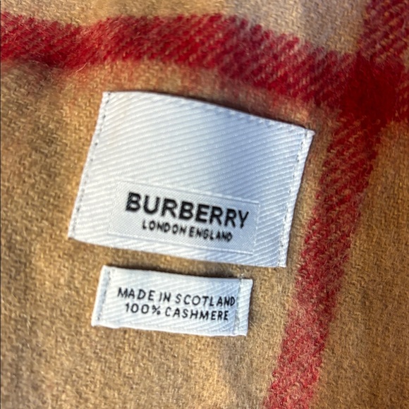 Burberry The Classic Check Tan, Black & White Cashmere Scarf - Picture 6 of 6